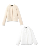 ブラウス付きニットカーディガン/ナチュラル(050)