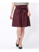 リボンつきハーフ丈ガウチョパンツ/ボルドー(064)