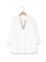 レーヨン刺しゅうスキッパーシャツ/オフホワイト(003)