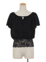 スソレースラッフルブラウス/ピンクベージュ