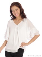 ティアードフリル袖ブラウス/ホワイト