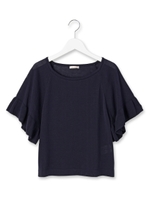 袖フリルニットプルオーバー/ネイビー(093)