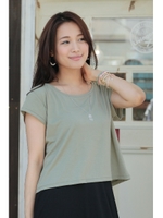 【AZUL by moussy】クロプド半袖プルオーバー/KHA