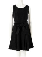 フロントリボンフレアワンピース/ブラック