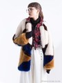 COLOR BLOCK FUR COAT/MULTI