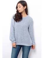 【AZUL by moussy】裏毛裏表使いサイド切替長袖プルオーバー/SAX