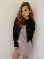 ヘムシェイプフェイクレザージャケット/BLK