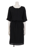 両ポケ５分袖ワンピース/カーキ