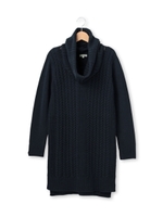 細ケーブルスヌード付きニットワンピース/ネイビー(093)