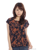 フラワープリントプルオーバーブラウス/オフホワイト