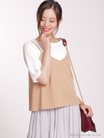 リブニットワイドキャミセット/ベージュ