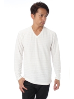 【AZUL by moussy】タック天竺Vネック長袖プルオーバー/T.GRY