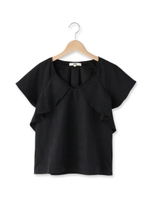 スエード調ラッフルブラウス/ネイビー(093)