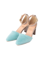 フェイクファーセパレートパンプス/カーキ&グリーン系(020)