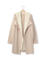 レイヤード風バルキーニットカーディガン/ライトベージュ(051)