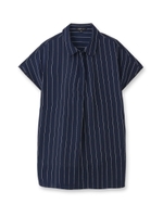 異素材ストライプ柄シャツ/ネイビー(193)