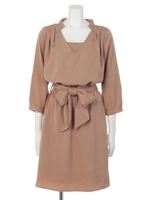 とろみ深Vネックワンピース/キャメル