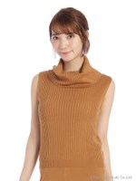 オフタートルニットトップス/ネイビー