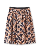 チェックプリントフレアスカート/ネイビー(193)