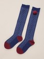 凡天付き透かしケーブル柄 ハイSOCKS/ベージュ