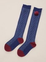 凡天付き透かしケーブル柄 ハイSOCKS/ベージュ
