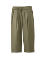 [L]リネン混ハイウエストパンツ/カーキ(027)