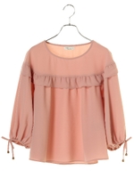 ギャザースリーブフリルプルオーバー/ネイビー