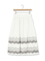 幾何学刺繍ロングスカート/ホワイト(001)