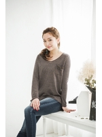 【AZUL by moussy】TCRガーゼ裏毛オパールヘンリー長袖プルオーバー/柄BLK