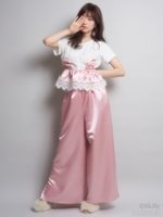 グロッシーサテンレイヤードトップ/PINK