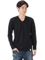 【WEB限定SALE 9/16 18:00?9/26 10:00】【AZUL by moussy】ワッフルVネック長袖T/BLK