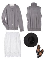 Couture-line(クチュールライン)【WEB限定】ツインニットレーススカート3点セット/グレー