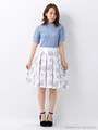 花柄タックフレア/スカート/クロ