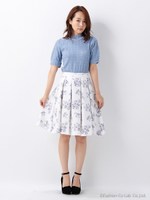 花柄タックフレア/スカート/クロ