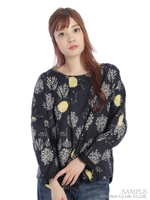 お月見プリントブラウス/ブラック