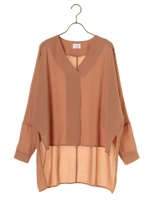 イレギュラーヘムブラウス/ピンクベージュ