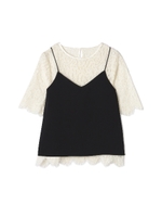 キャミ付レースブラウス/ホワイト(030)