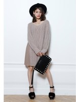 サイドプリーツニットワンピース/ブラック