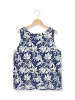 ボタニカル柄ノースリーブブラウス/ネイビー(793)