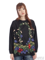 秘密の花園アーチ刺しゅうブラウス/生成