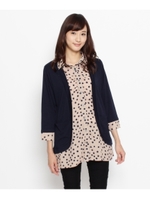 カーデレイヤード風ポルカドットシャツ/ブルー(192)