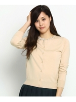 ネックビジューカーディガン/アイボリー(004)