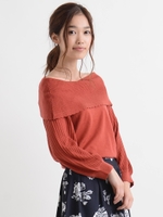 オフショル袖ボリュームプルオーバー/レンガ