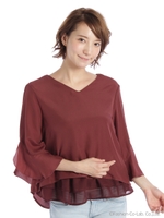 花プリント後ろリボンブラウス/ピンク