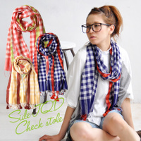 エンブロイダリーギンガムチェックタッセルフリンジストール