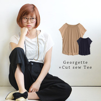 シフォンジョーゼットラグランスリーブカットソー