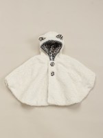 耳付きフードのボアフレアーマント/生成