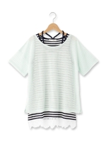 シアバター　レースボーダータンク＋透かしニットセット/ベビーピンク(071)