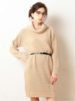 ベルト付ニットワンピース/ブラック