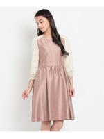 レース切り替えシャンタンワンピース/ピンク(072)